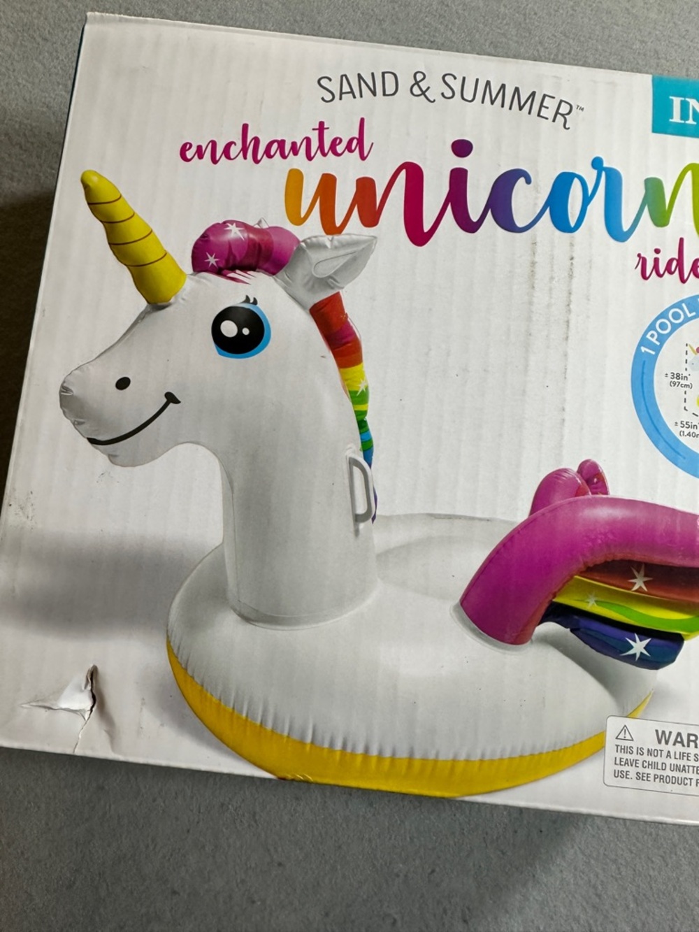 Intex Giant Unicorn Inflatable Pool Float Ride-On 78x55x38” Large Swimming Raft - Picture 7 of 7